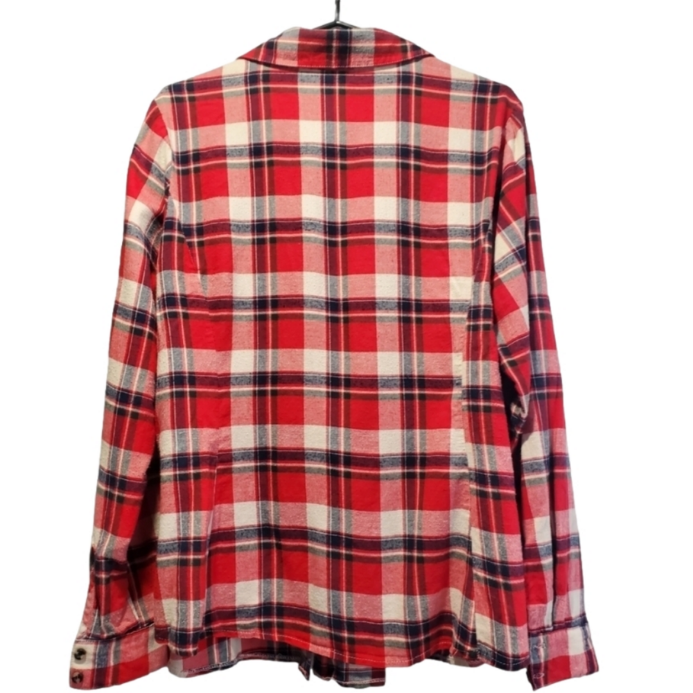 Red Plaid Flannel Shirt Sz 1x - Picture 2 of 4